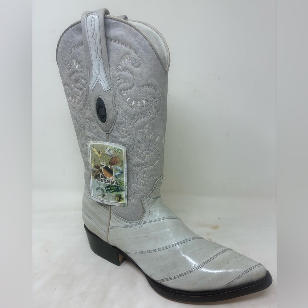 New Cuadra Men’s Light Gray Embroidered Western Cowboy Boot